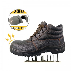 Fashionable Black S3 PU-sole Injection Safety Lace up Leather Shoes