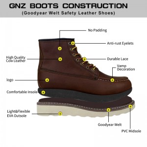 Red Brown Goodyear Welt Boots With Decoration