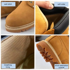 Yellow Goodyear Welt Safety Leather Shoes with Steel Toe and Midsole