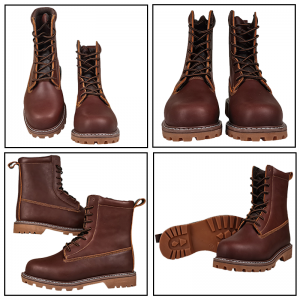 Men’s Lace Up Safety Boots Steel Toe Leather Work Shoes