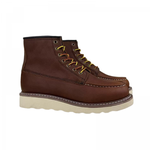 Red Brown Goodyear Welt Boots With Decoration