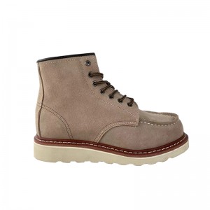 Fashion 6 Inch Beige Goodyear Welt Stitch Working Leather Shoes