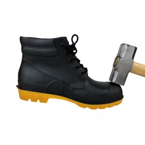 Black Low Cut Lace-up PVC Safety Rain Boots With Steel Toe And Midsole (1)