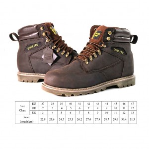 Brown Goodyear Welt Safety Cow Leather Shoes with Steel Toe and Midsole