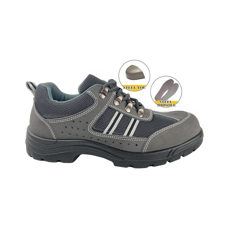 Safety PU-sole Leather Shoes Non Slip Men Steel Toe Work Boots