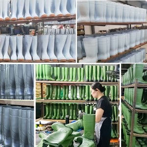 Knee-high Black PVC Waterproof Gumboots Farming Plain Toe Rubber Boots