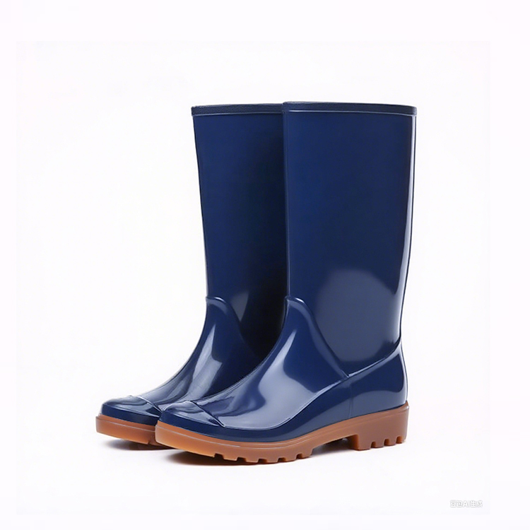 Knee High Rain Boots Oil Resistant Blue PVC Waterproof Footwear (1)