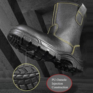 10 inch Oilfield Safety Leather Boots with Steel Toe and Midsole