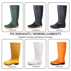 Knee-high Black PVC Waterproof Gumboots Farming Plain Toe Rubber Boots