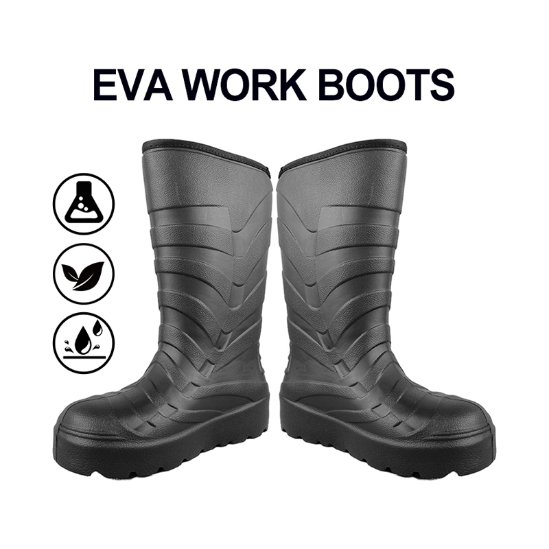 Men's Black Rain Boots Ankle Gumboots