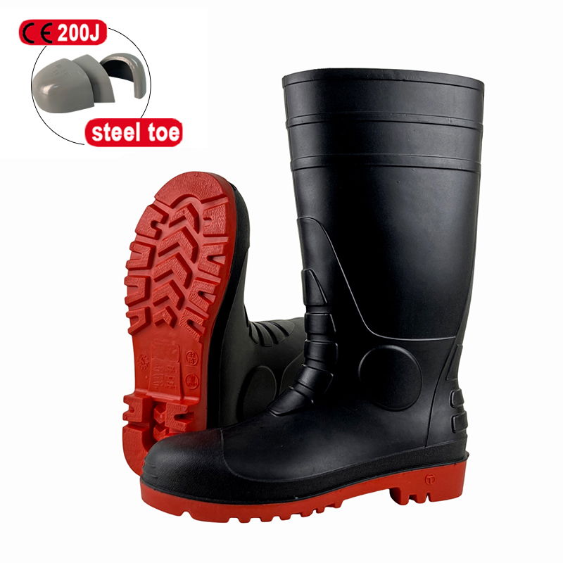 Black Steel Toe PVC Water Boots