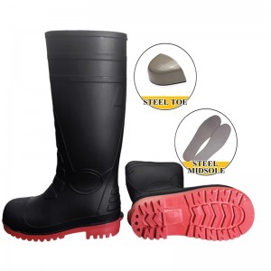 Economy Waterproof Safety Shoes Impact Resistant Knee High PVC Boots