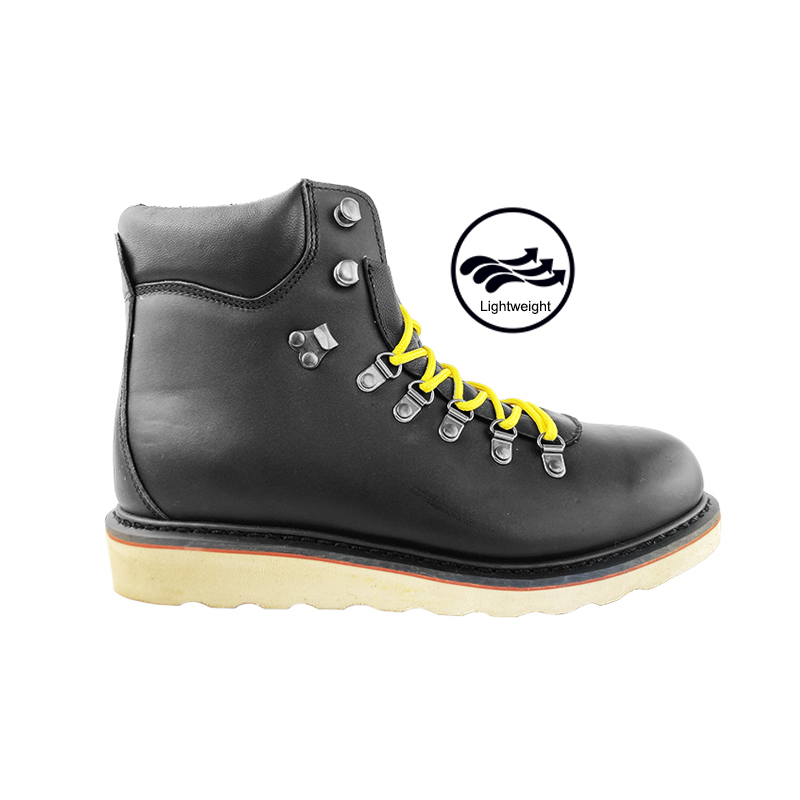 Men's Black Grain Leather Working Shoes