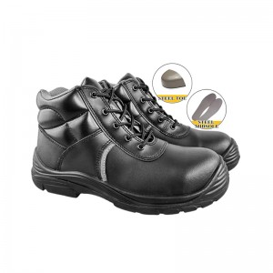 S1P 6 inch Classic PU-sole Injection Black Leather Steel Toe Work Boots