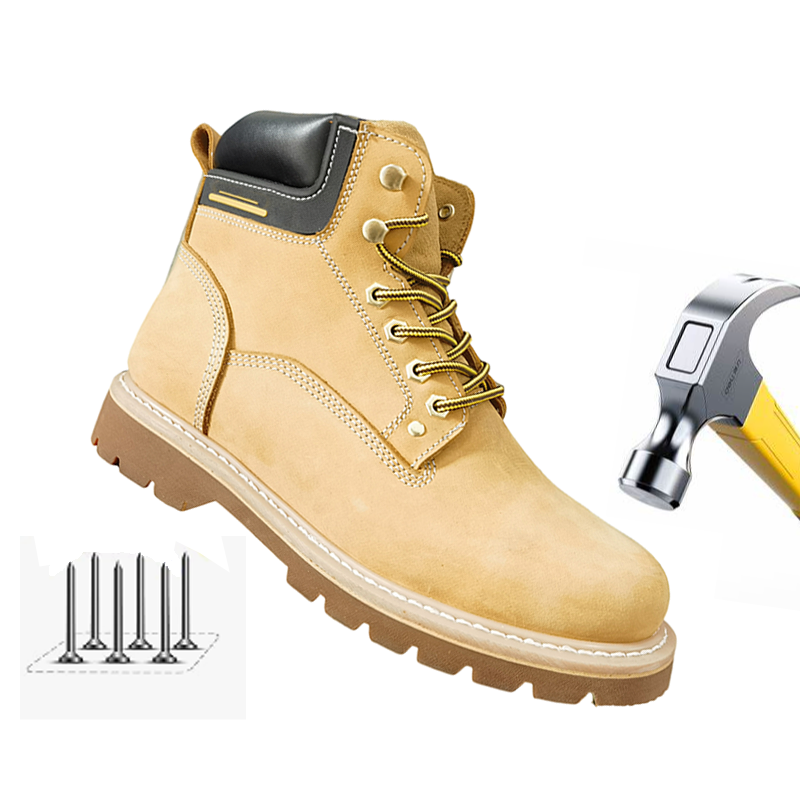 Yellow Nubuck Leather Boots Cowboy Steel Toe Goodyear Welt Shoes (1)