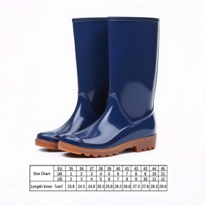 Knee High Rain Boots Oil Resistant Blue PVC Waterproof Footwear