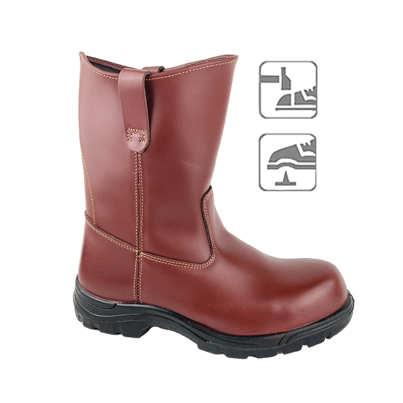 Brown Non Slip Working Safety Steel Toe Shoes For Men